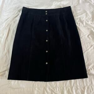 Vtg Y2K 90s Black Genuine Suede Button Front Mini Skirt Sz 10 Academia Goth